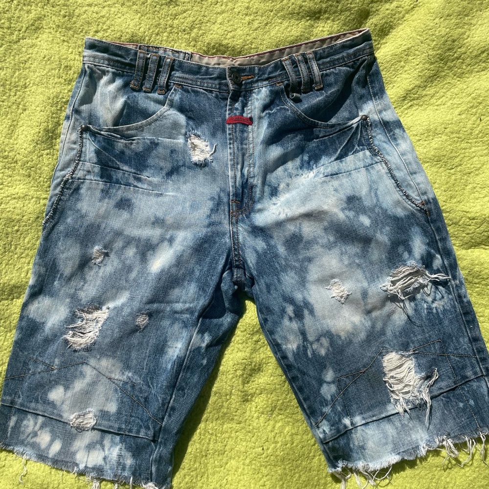 Marithe Francois Girbaud Blue Cargo Shorts with Elastic Waistband